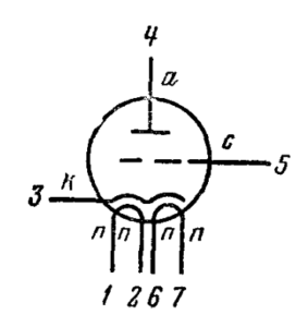 Схема соединения электродов лампы 6С33С