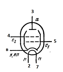 Схема соединения электродов лампы 6П3С