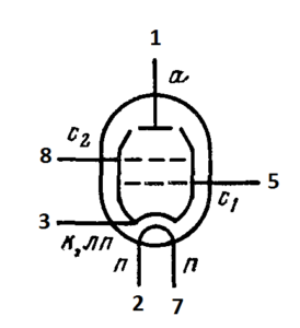 Схема соединения электродов лампы 6П34C