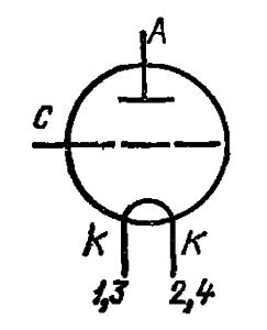 Схема соединения электродов лампы ГК-3А