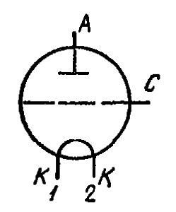 Схема соединения электродов лампы ГК-9А
