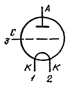 Схема соединения электродов лампы ГП-2А