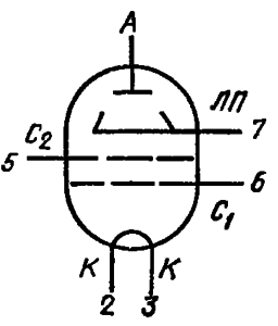 Схема соединения электродов лампы ГУ-13