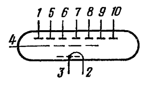 Схема соединения электродов лампы ИВ-12