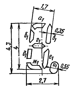 Расположение и условное обозначение анодов-сегментов ИВ-28Б