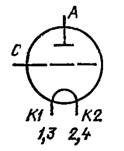 Схема соединения электродов лампы ГУ-23А