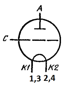 Схема соединения электродов лампы ГУ-30А