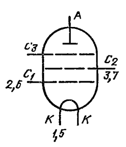 Схема соединения электродов лампы ГУ-46