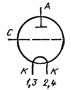 Схема соединения электродов лампы ГУ-62