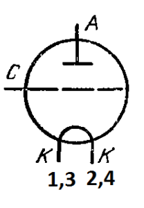 Схема соединения электродов лампы ГИ-18БМ