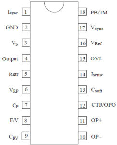 Обозначение контактов микросхемы U211B2/B3 в корпусе DIP-18