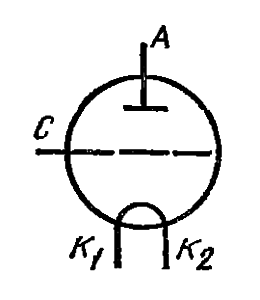 Схема соединения электродов лампы ГИ-40А