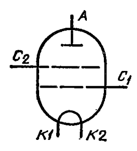 Схема соединения электродов лампы ГИ-43