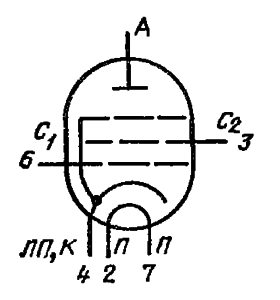 Схема соединения электродов лампы ГМИ-16