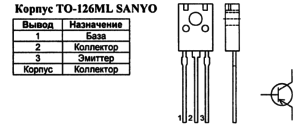 Корпус транзистора 2SA1540 и его обозначение на схеме