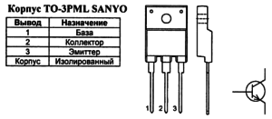 Корпус транзистора 2SC3895 и его обозначение на схеме