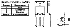 Корпус транзистора 2SC5296 и его обозначение на схеме