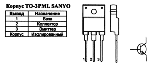 Корпус транзистора 2SC5299 и его обозначение на схеме