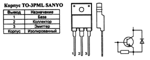 Корпус транзистора 2SD2580 и его обозначение на схеме