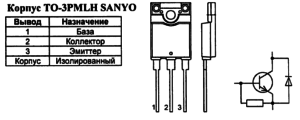 Корпус транзистора 2SD2645 и его обозначение на схеме