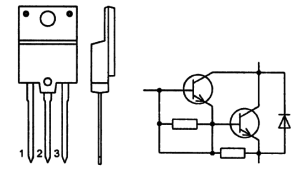 Корпус транзистора BU808DFI и его обозначение на схеме
