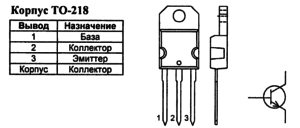 Корпус транзистора BUH1215 и его обозначение на схеме
