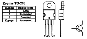 Корпус транзистора BUL216 и его обозначение на схеме