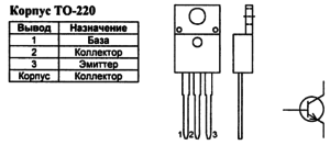Корпус транзистора BUX85 и его обозначение на схеме