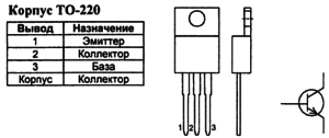 Корпус транзистора FJP3305 и его обозначение на схеме