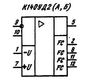 Условные графические обозначения ИМС К140УД2 (А, Б)