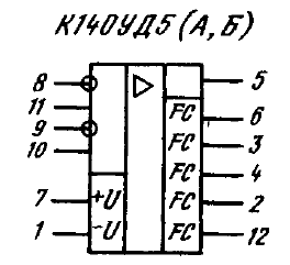 Условные графические обозначения ИМС К140УД5 (А, Б)
