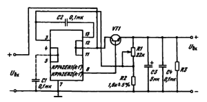 Схемы включения КР142ЕН1 (А — Г), КР142ЕН2(А — Г) с внешним транзистором для увеличения выходного тока