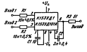 Схема компаратора напряжения на ИМС К153УД1, К153УД101А
