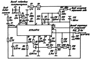 Типовая схема включения ИМС К174АФ1А в качестве генератора строчной развертки