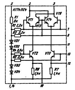 Принципиальная электрическая схема ИМС К174ПС4