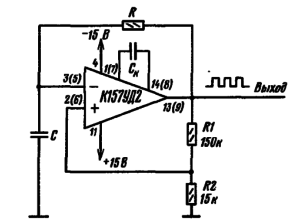 Принципиальная схема генератора прямоугольных импульсов