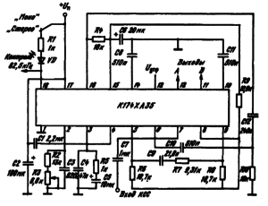 Типовая схема включения ИМС К174ХА35 в качестве стереодекодера систем с полярной модуляцией