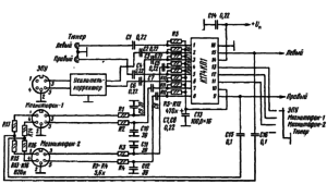 Схема включения К174КП1 в составе усилительно-коммутационного устройства