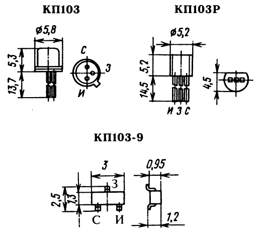 Цоколевка транзистора КП103