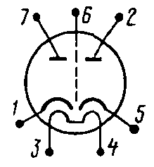 Схема соединения электродов лампы 6Х2П