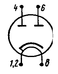 Схема соединения электродов лампы 5Ц9С