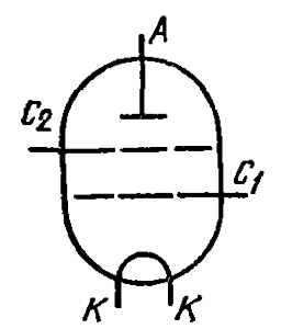 Схема соединения электродов лампы ГК-10А