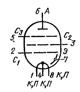 Схема соединения электродов лампы ГУ-15