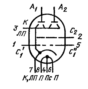 Схема соединения электродов лампы ГУ-19