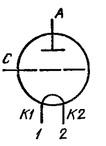 Схема соединения электродов лампы ГУ-25Б