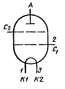 Схема соединения электродов лампы ГУ-27