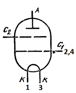 Схема соединения электродов лампы ГУ-39