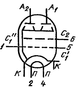 Схема соединения электродов лампы ГУ-63
