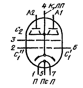 Схема соединения электродов лампы ГИ-30