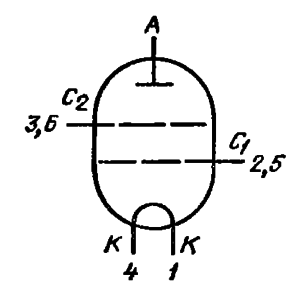 Схема соединения электродов лампы ГМИ-15Б